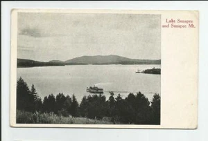 Postal Lake Sunapee and Sunapee Mountain New Hampshire NH 1918 barco de vapor - Imagen 1 de 2