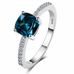 Peacock blue sapphire 925 stamped ring - Picture 1 of 2