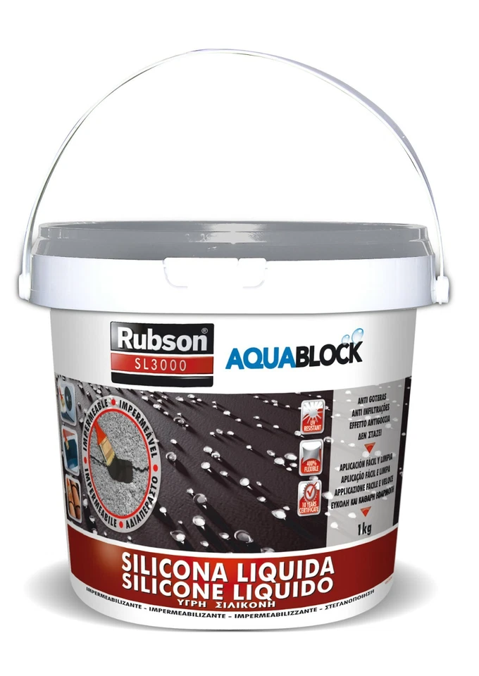 IMPERMEABILIZZANTE SILICONE LIQUIDO RUBSON SL 3000 KG 1 COLORE  GRIGIO - Immagine 1 di 4