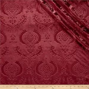 Brocade Damask Velvet Fabric, Ideal Embossed Material for Upholstery Tablecloths - Picture 1 of 36