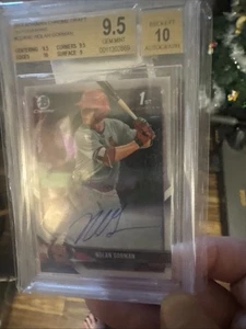 BGS 9,5/10 RC AUTO NOLAN GORMAN 💎TRUE GEM ✨1ST BOWMAN ROOKIE 2018 Bowman Chrome - Bild 1 von 2