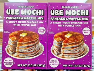 Trader Joe's UBE Mochi Pancake & Waffle Mix Gluten Free 13.3oz 377g (2 Boxes) - Picture 1 of 2