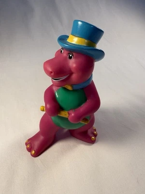 Figura retro Barney el dinosaurio púrpura 1993 5,5" años 90 PVC bailarín sombrero azul Foto 1 de 4