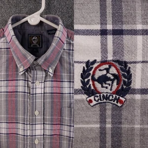 Cinch Oxford grau rot Baumwolle kariert große Knopfleiste Freizeithemd Herren Tasche - Bild 1 von 18