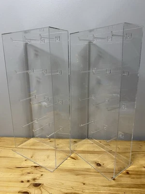Set Of 2 Transparent Acrylic Display Cases With 12 Hanging Pegs Each No Door New - Image 1 of 4