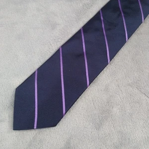 Brueur Repp Silk Tie Blue Purple Stripe Made In Italy - Picture 1 of 8