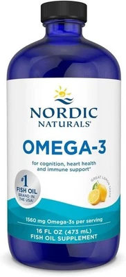 Aceite de pescado Nordic Naturals Omega-3, limón 16 oz - 1560 mg suplemento de EPA y DHA Foto 1 de 4