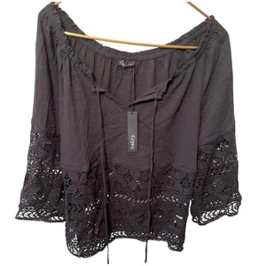 Gypsy 05 Ajara schwarz Spitze Häkel Boho Bluse Top Damen Gr. L Neu mit Etikett - Bild 1 von 4
