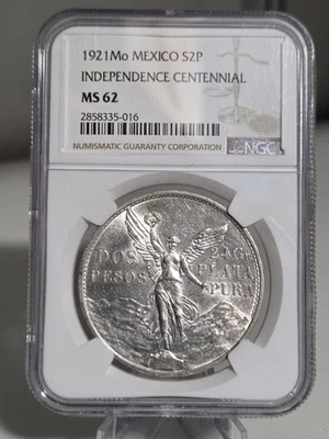 Mexico  1921 Dos Pesos Independence Centennial NGC Ms62 - Image 1 of 4