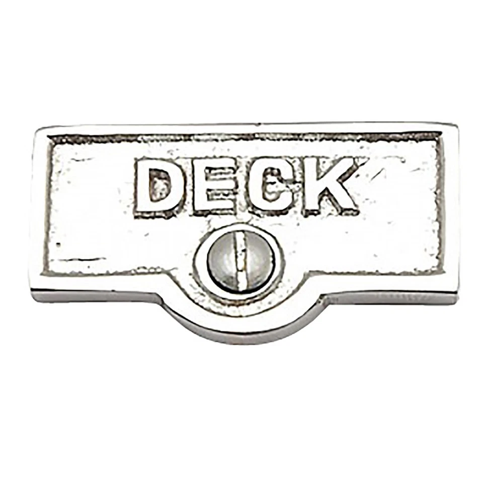 RENOVATORS SUPPLY MANUFACTURING Switch Plate Tags "DECK" Name Signs Label Chrome Brass Tarnish-Resistant Finish