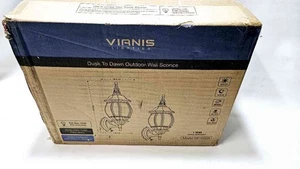 VIANIS Dusk to Dawn Outdoor Wall Sconce 11" Black Porch Light 2 Pack - Picture 1 of 4