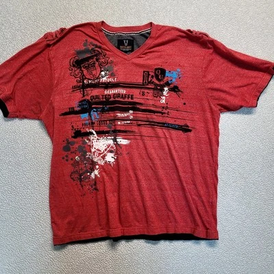 Quilted Giraffe Men's Red Short Sleeve T-shirt V-neck Size 3XL - Issues/Photos - Image 1 of 4