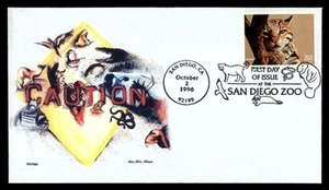 MayfairStamps US FDC 1996 California Ocelot Cat San Diego Zoo Heritage First Day - Picture 1 of 2