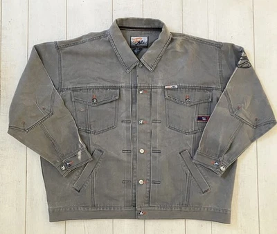 Chaqueta de mezclilla azul crudo Y2K de colección 3XL Hip Hop ropa de skate ropa de calle años 2000’s Foto 1 de 4