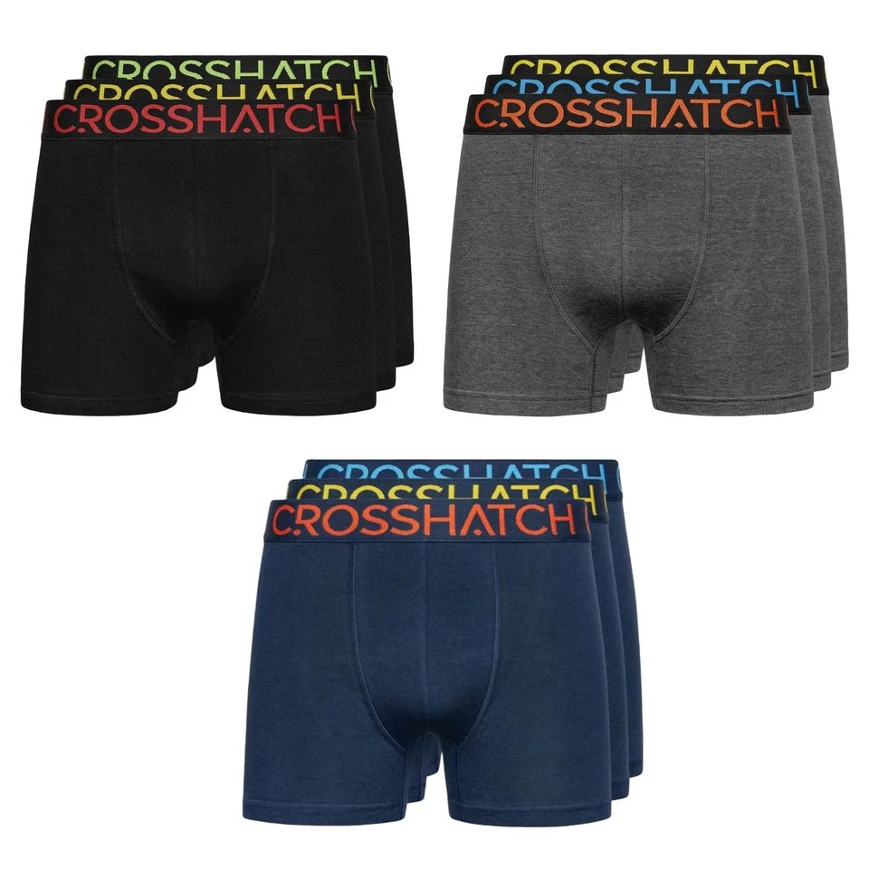 Mens Crosshatch 3 Pack Chasma Stretch Boxer Shorts Underwear Set - Image 1 of 1