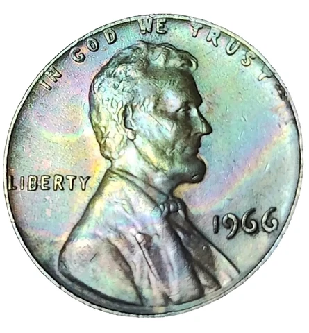 1966 Lincoln Cent Bu Proof Unc Wheat Like Superb Rainbow Toned Colors AU+ WOW! Cover