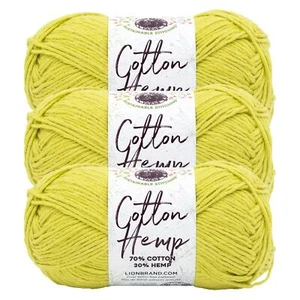 (3 Pack) Lion Brand Yarn 774-157E Cotton Hemp Yarn, Citron - Picture 1 of 7