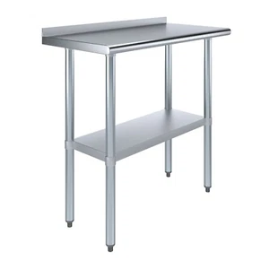 18 in. x 36 in. Stainless Steel Work Table with 1.5 in. Backsplash - Picture 1 of 11