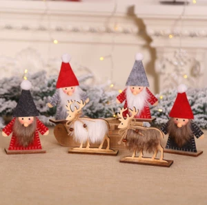 Creatividad Decoraciones de Navidad Madera Papá Noel Alce Adornos Regalo de Vacaciones - Imagen 1 de 13