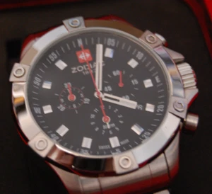Sold out New ZODIAC Swiss Made ALLSTAR ZO6903 Alarm Chronograph Watch Black Dial - Picture 1 of 18