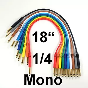 10 Pack - 1/4" Mono Gold Patch Cables 1.5 Foot TS 18" Unbalanced Cords Leads - Picture 1 of 3
