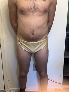 Whittier College Poets Pirates Water Polo Suit Swimsuit Team Men 30 Gold - Picture 1 of 2