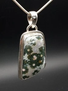 Ozean Jaspis Anhänger Sterlingsilber 5. Ader Handarbeit Kunsthandwerk Schmuck  - Bild 1 von 8