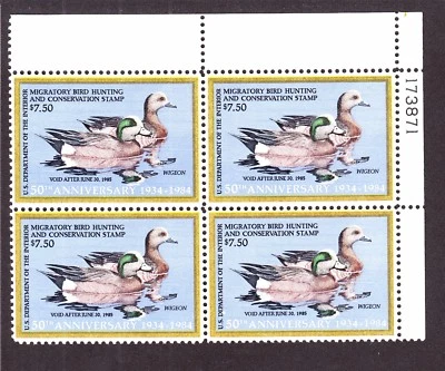 US RW51 Hunting Permit Duck Stamp Mint Plate #173871 Block of 4 VF-XF OG NH - Image 1 of 2
