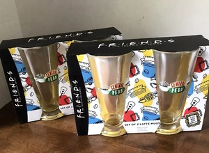 4 Latte Mugs Friends Central Perk Glass NEW Lot of 4 - Picture 1 of 1