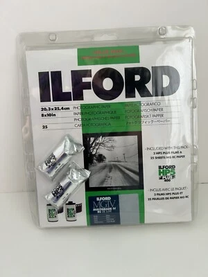 Ilford 2 HP5 Plus Películas Profesionales ISO 400 y 25 Hojas MG RC 8x10 Paquete de Papel Foto 1 de 4