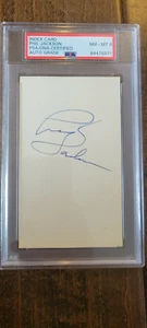 PHIL JACKSON SIGNED 3X5 INDEX CARD KNICKS BULLS LAKERS ENCAPSULATED PSA DNA 8 - Picture 1 of 1