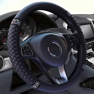 Soft Leather Car Steering Wheel Cover, Universal 15 Inch Colorful Rhinestones An - Picture 1 of 6