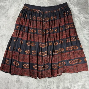 Vtg 90s Le Mieux Skirt Plus 1x Brown Floral Moody Cottage Goblin Earthy India - Picture 1 of 9