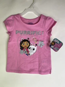 Gabby's Dollhouse Purrific Pink Glitter Short Sleeve T-Shirt Top Kids Girls 3T - Picture 1 of 6