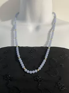 Vintage Light Blue/lavender Lucite Bead Necklace Goldtone Spacer Beads - Picture 1 of 6