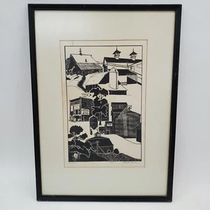 Original Signed/Framed 1975 LeRoy B Schwan "Rural" Limited Linoleum Block Print - Picture 1 of 17