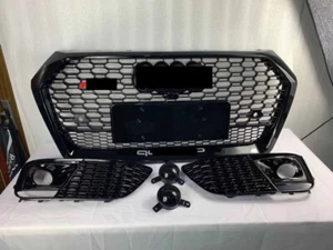 For Audi Q5 SQ5 2018 2019 RSQ5 Front Honeycomb Mesh Grill + Fog Lamp Grilles - Picture 1 of 4
