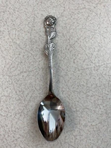 Souvenir Spoon ~ Stainless Steel ~ Rose Design ~ JAPAN HIO ~ Vintage - Picture 1 of 5