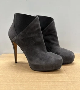 Brian Atwood Boots Booties Gray Suede Euro Size 40.5 US 9.5 Stilettos Platforms - Picture 1 of 13