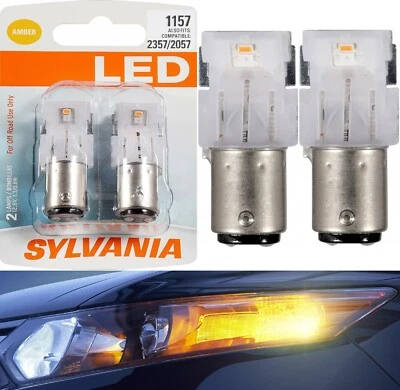 Sylvania Premium LED Light 1157 Amber Orange Two Bulbs Rear Turn Signal Upgrade - Image 1 of 4