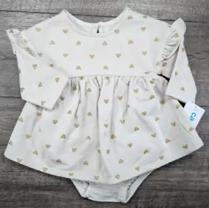 Baby Girl Clothes New Carter's Newborn Tan Gold Sparkle Heart 2pc Dress - Picture 1 of 3