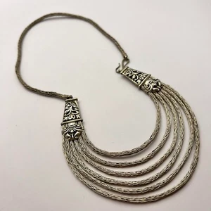 Huge Antique Silver Women's Jewelry Necklace Ethno Style 42 cm - Picture 1 of 7