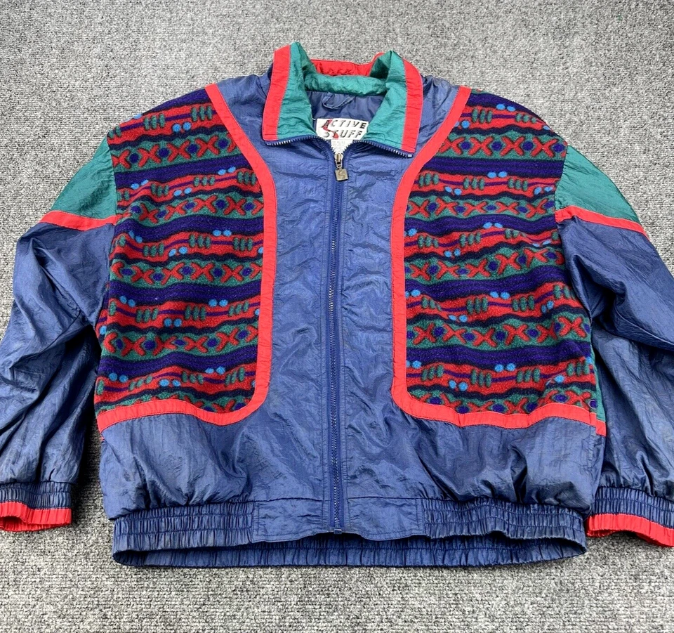 Chaqueta cortavientos Active Stuff vintage para mujer XL suroeste nailon polar años 90 Foto 1 de 4