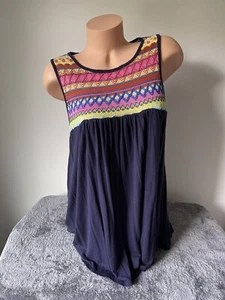 Beeson River Boho Granola Tunika Tank Top dunkelblau rosa orange Swing 3559 - Bild 1 von 6