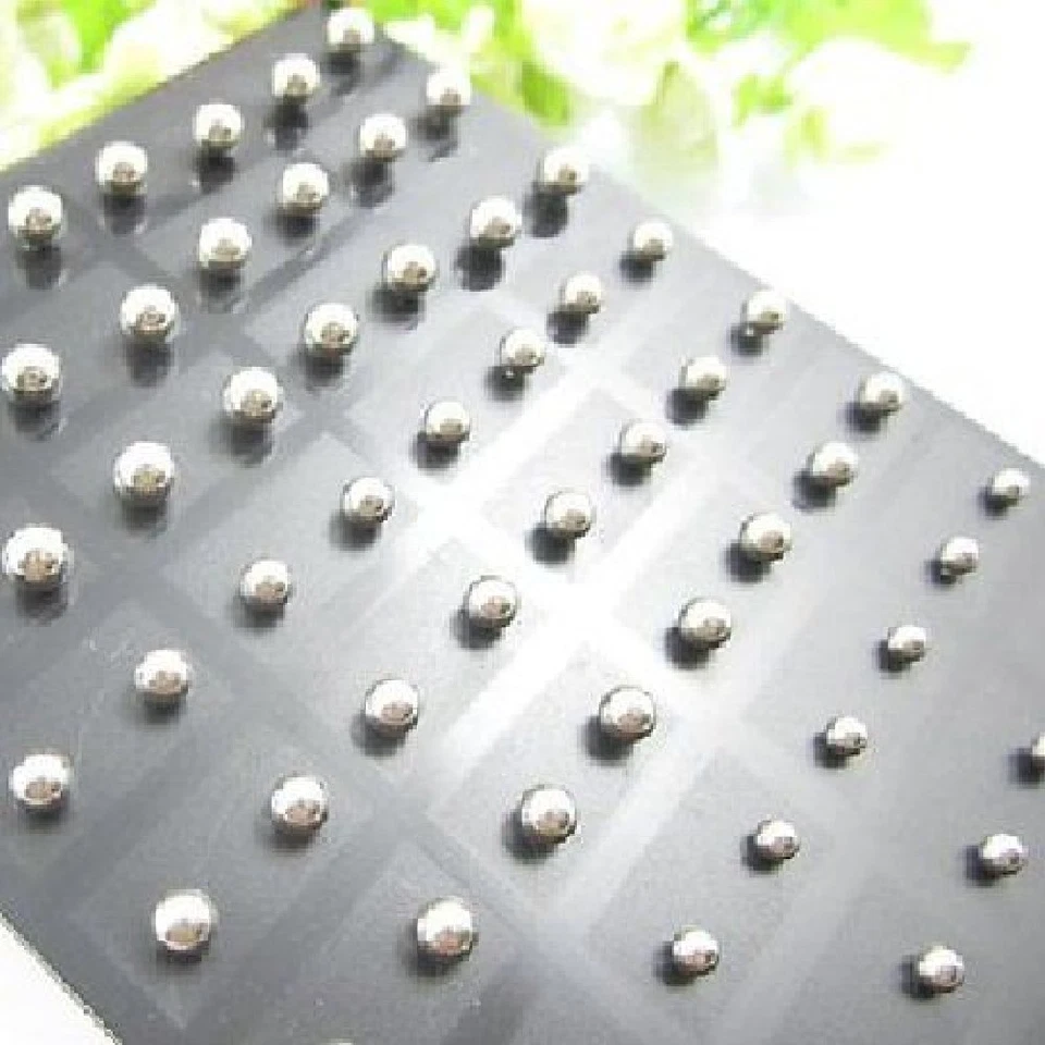 Orecchini 5mm Ø Sfere Acciaio Inox Uomo Donna Orecchini Perla Color-Argento - Immagine 1 di 1