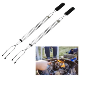 2Pc Extendable Long Fork Marshmallow BBQ Hot Dog Campfire Cutlery Telescopic 31" - Picture 1 of 1