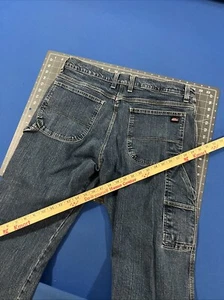 VTG Dickies Carpenter Jeans Mens 36x30 Blue Fade 100% Cotton Y2K Baggy Wide-Leg - Picture 1 of 10