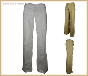Women's Low Waist Palace Leg Linen White Summer Wide Pants w25 w29 - Picture 1 of 11