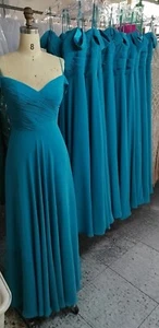 HBH Brautmode I Abendkleid A-Linie Chiffon m. Reißverschluss Petrol - Bild 1 von 2