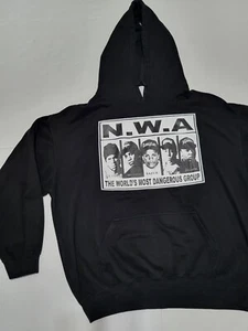 (#C) VINTAGE PRO CUBE N.W.A. GRUPO MÁS PELIGROSO SUDADERA CON CAPUCHA NEGRA TALLA HOMBRE GRANDE  - Imagen 1 de 5